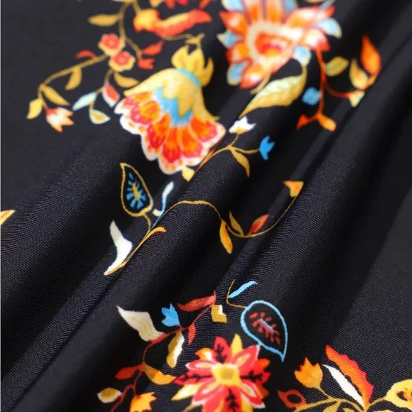 Berlook reversible Black Floral Cross Back One-Piece Swimsuit - Picture 6 of 7